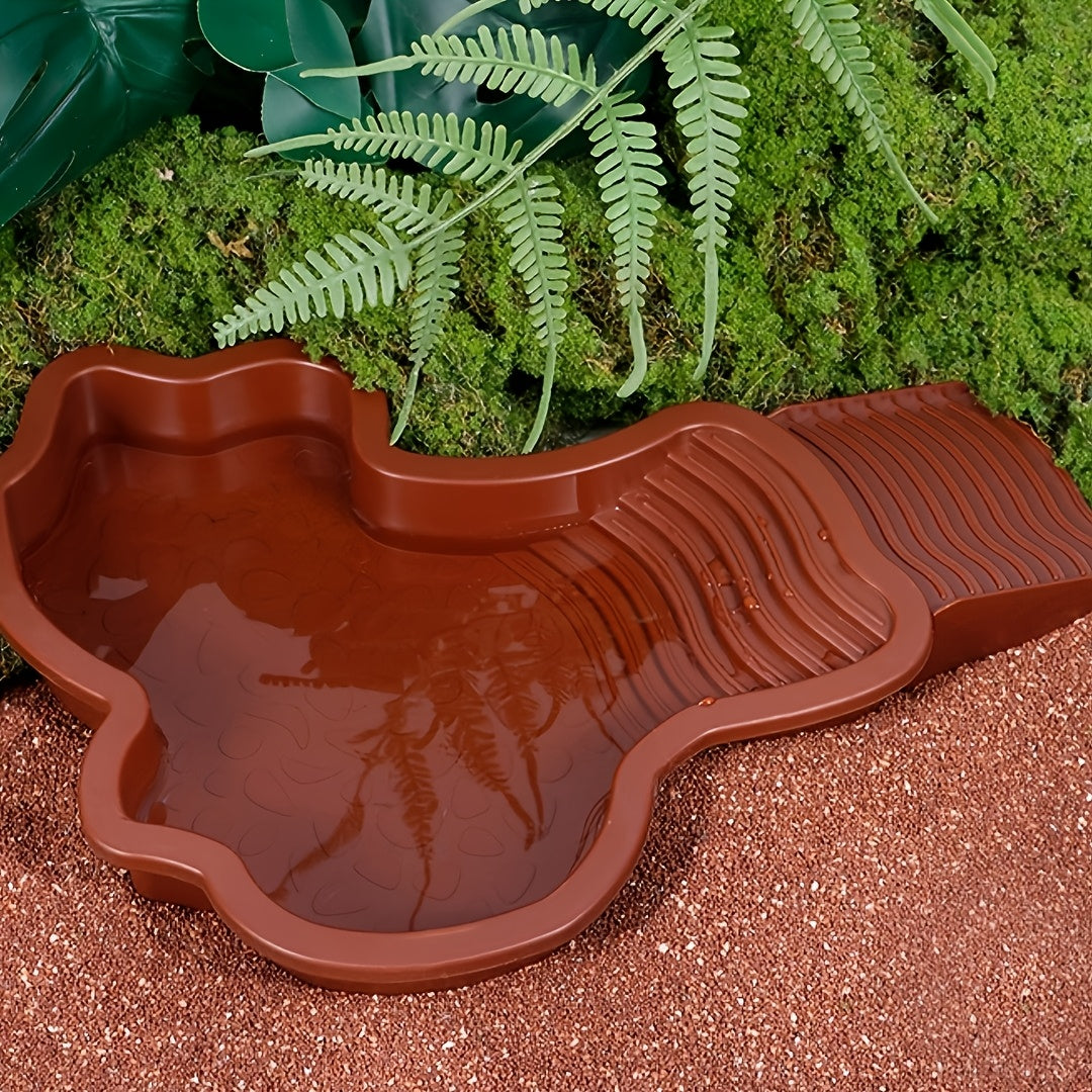 مجموعة من 2، منفصلة كبيرة ثنائية الغرض لحمام الشمس والاستحمام، 1 حوض و1 سلم مع ممر للماء والبر، قاعدة لحمام الشمس والتبريد، متينة وسهلة التنظيف، للغمر، بيئة الحياة للجاكوز، الأفاعي، السلاحف، السحالي، إلخ.