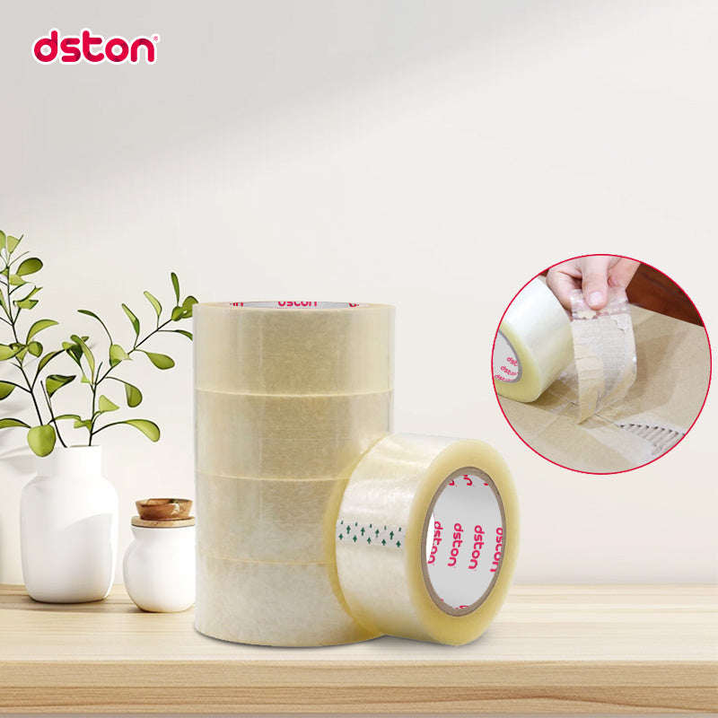 عبوة من 6 قطع من شريط Dston الشفاف، 48 مم × 30 متر، لاصق متين للبلاستيك، مثالي للتعبئة والصناعة