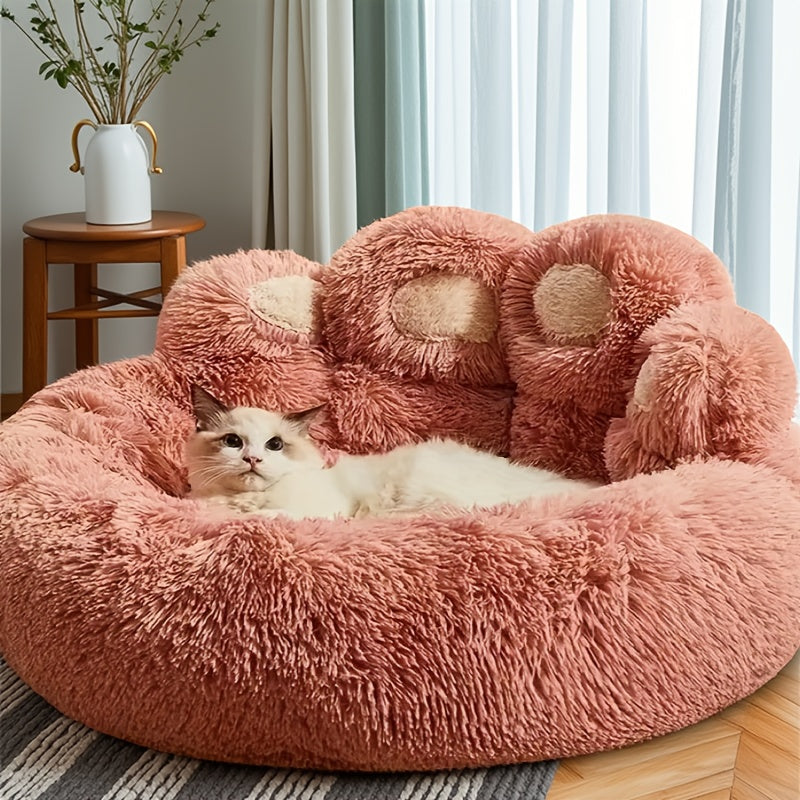 1 قطعة سرير حيوان أليف دافئ على شكل مخلب الدب للقطط والكلاب - ناعم، دافئ، وخفف القلق مع قاعدة غير قابلة للانزلاق - قابل للغسل في الغسالة، مثالي لجميع الفصول - وردي، مناسب للسلالات الصغيرة إلى الكبيرة