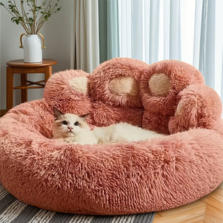 1 قطعة سرير حيوان أليف دافئ على شكل مخلب الدب للقطط والكلاب - ناعم، دافئ، وخفف القلق مع قاعدة غير قابلة للانزلاق - قابل للغسل في الغسالة، مثالي لجميع الفصول - وردي، مناسب للسلالات الصغيرة إلى الكبيرة