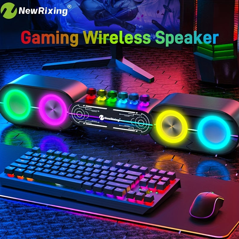 تقدم نيوريكسينغ مكبرات صوت ستيريو سلكية ولاسلكية عالية الجودة لأجهزة الكمبيوتر، مع ميزة التوصيل والتشغيل، وإضاءة RGB، ومضخم صوت HiFi. هذه المكبرات مثالية للاستخدام مع أجهزة الكمبيوتر، واللابتوبات، والتلفزيونات، وألعاب الرياضات الإلكترونية. تأتي مع أزرار ف