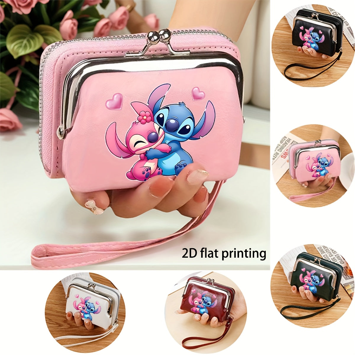 1 قطعة محفظة نسائية ديزني ستيتش بسحاب، سعة كبيرة مع جيوب متعددة لبطاقات الائتمان وجيب نقود قابل للإزالة وإغلاق بقفل قبلة وسحاب، مثالية للاستخدام أثناء التنقل، هدية مميزة (طباعة مسطحة 2D)، طبقة مسطحة 2D