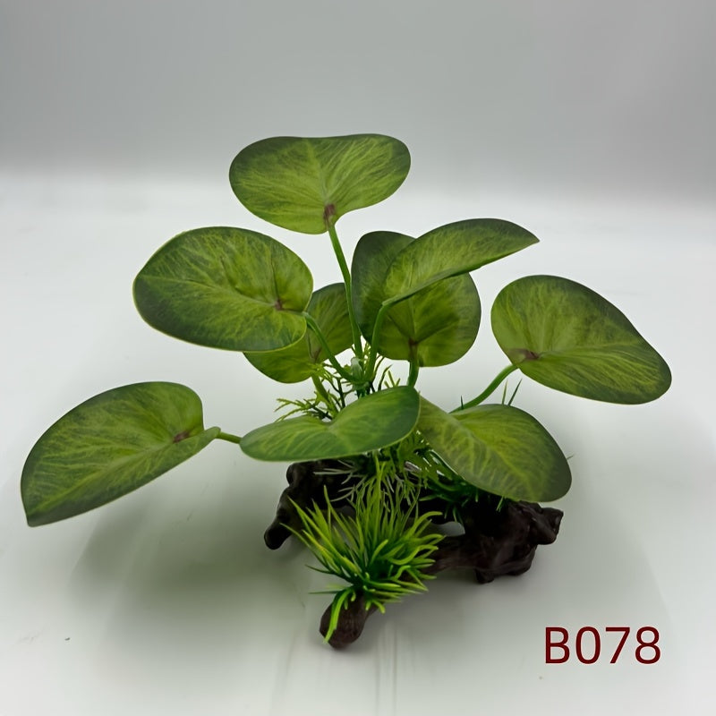 1 قطعة من نباتات المياه الاصطناعية على شكل ورقة دائرية لتزيين حوض السمك، مناسبة لحوض السمك والتراريوم، مصممة لثدييات اللحوم والبرمائيات.