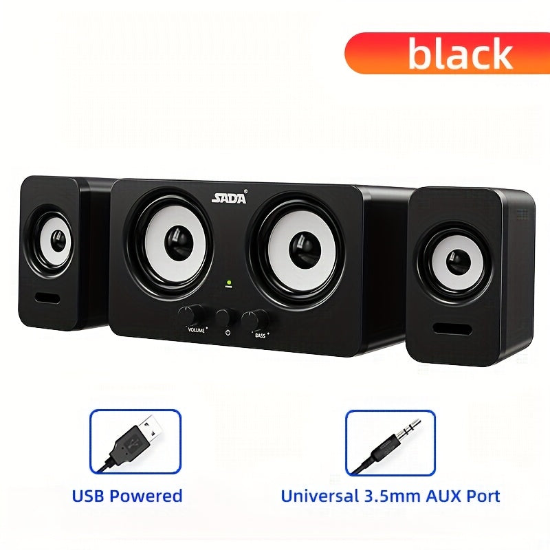 أربع مكبرات صوت، مكبر صوت للكمبيوتر، مكبر صوت للكمبيوتر المكتبي، مكبر صوت للكمبيوتر المحمول، مكبر صوت ستيريو، اتصال سلكي، واجهة طاقة USB، واجهة صوت 3.5 مم، ضوء جو LED، قناة 2.1، مناسب لاتصال أجهزة الواجهة الصوتية 3.5 مم، مثل الكمبيوترات، الأجهزة اللوحية،