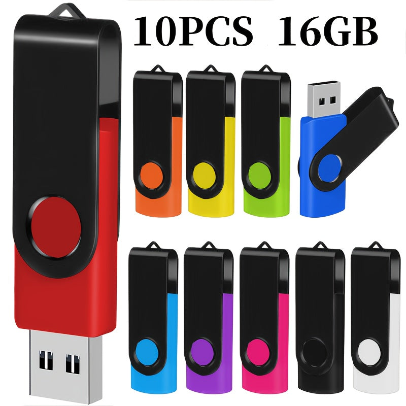 10 قطعة أقراص فلاش USB 2.0 ملونة عالية السرعة، سعة 128MB/256MB/512MB/4GB/16GB، مثالية لتخزين الكمبيوتر المكتبي واللابتوب، هدية عمل