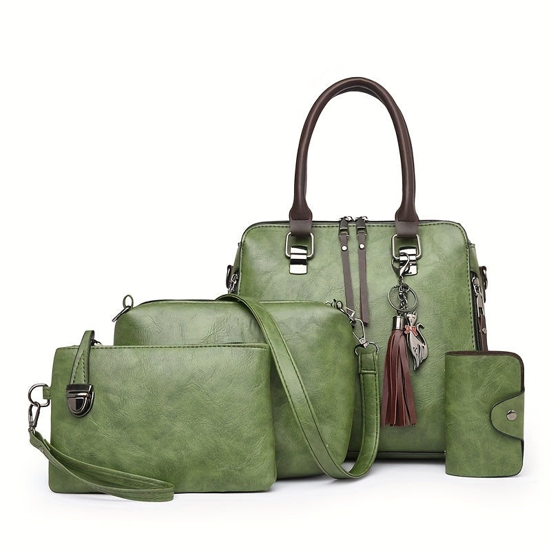 4 قطع، مجموعة حقائب نسائية أوروبية رجعية هدايا/هدايا للأم والابنة، نسخة مطورة من 4 قطع حقيبة يد للنساء