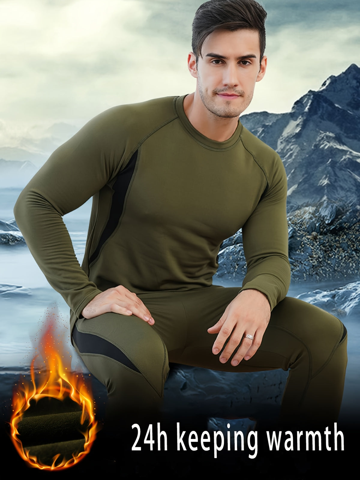 بدلة رجالية دافئة من الفليس سريعة الجفاف تمتص الرطوبة وتزيل العرق للرياضات الخارجية مثل التزلج عبر البلاد وركوب الدراجات واللياقة البدنية