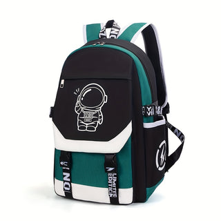 حقيبة ظهر نمط رواد الفضاء الفلوري الليلي، حقيبة ظهر بألوان متباينة للرجال والنساء، حقيبة كمبيوتر محمول مقاس 15.6 بوصة للتنقل اليومي