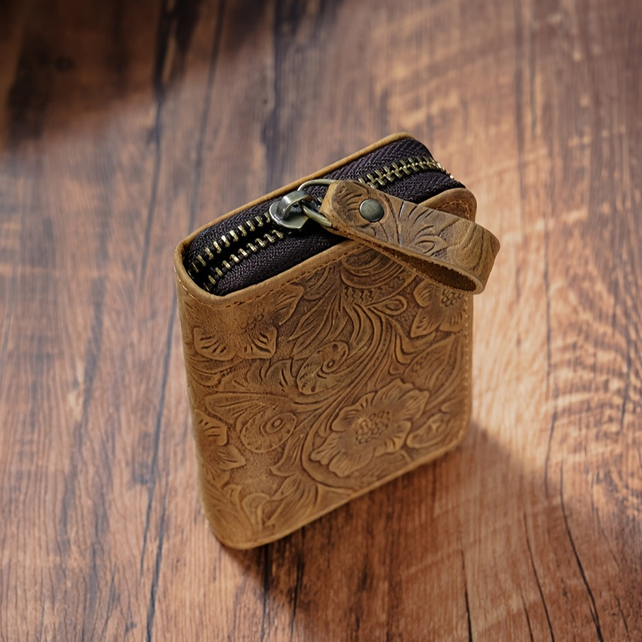 حامل بطاقات مضاد للمغناطيسية RFID مع نسيج منقوش على الطبقة العلوية، حامل بطاقات سعة كبيرة بتصميم الأكورديون، محفظة عملات جلدية متعددة الفتحات للبطاقات، تصميم بسيط، مصنوع من جلد البقر عالي الجودة، مدمج وعصري