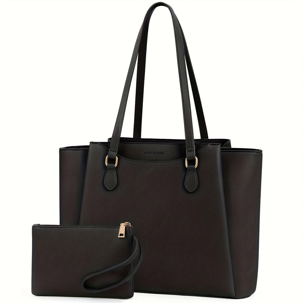 حقيبة لابتوب RAINSMORE (نسائية) 39.62 سم حقيبة عمل احترافية لحمل الكمبيوتر محفظة لابتوب نسائية كبيرة حقيبة مكتبية للسفر للمعلمات باللون الأسود