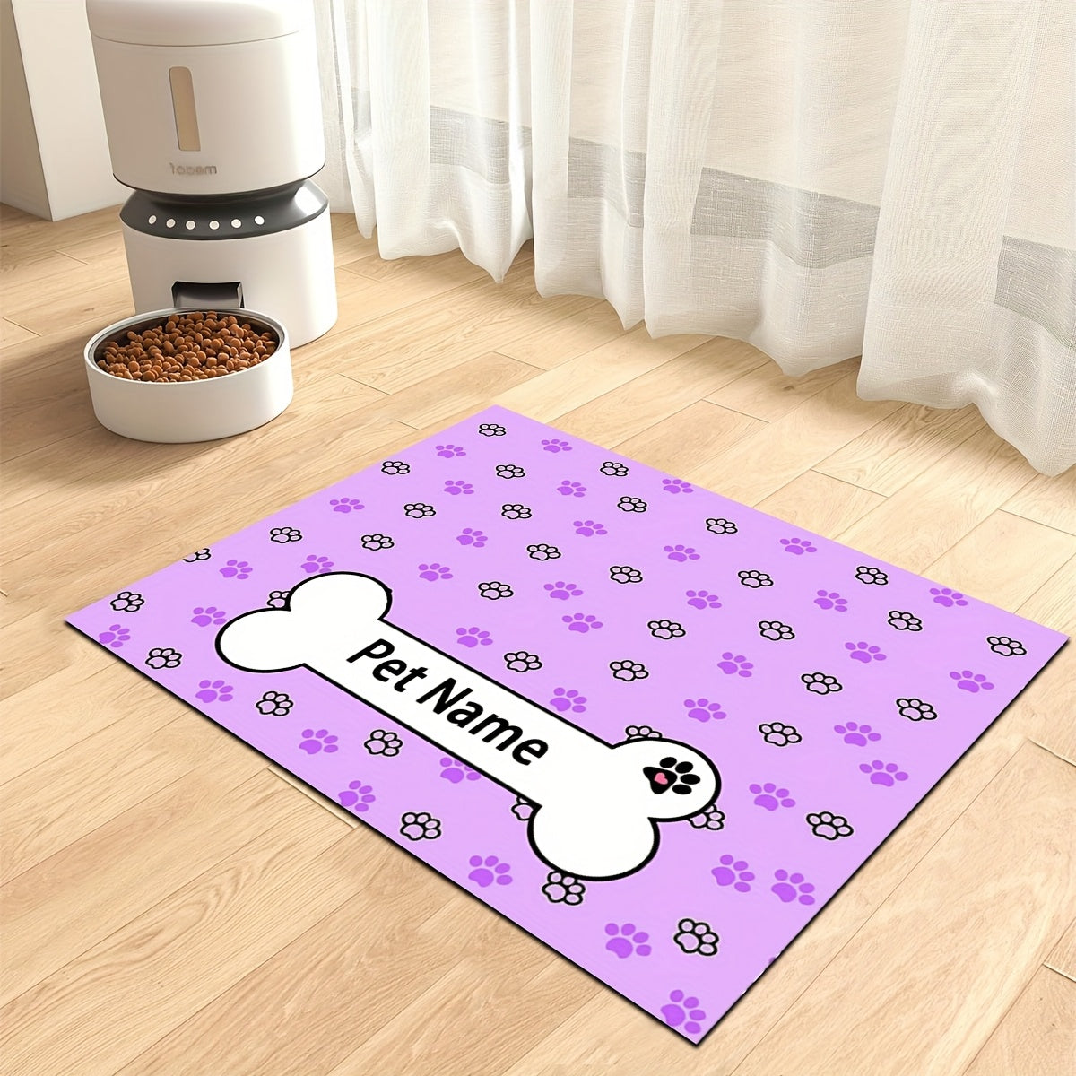 1 قطعة سجادة تغذية للحيوانات الأليفة قابلة للتخصيص ببصمة قدم، وسادة غير قابلة للانزلاق لأوعية الطعام والماء للقطط والكلاب، حصيرة شرب للكلاب، سجادة طعام DIY مخصصة للحيوانات الأليفة، إكسسوارات ديكور المنزل، هدية عيدية
