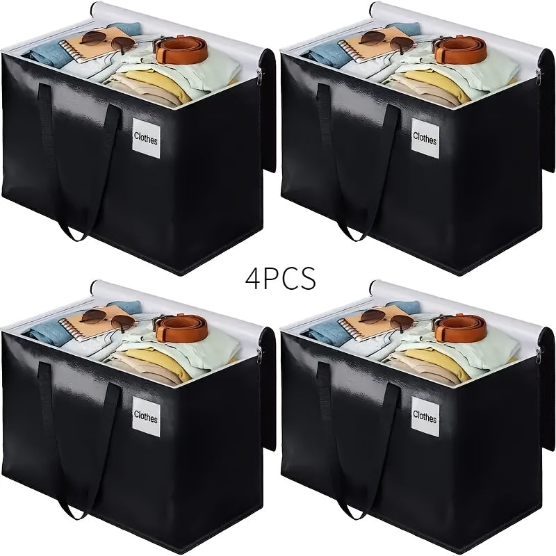 مجموعة حقائب نقل 1/2/4 قطعة مع سحاب علوي ومقابض قوية صندوق نقل شديد التحمل لتوفير المساحة وتخزين التعبئة والتغليف حقيبة حمل قابلة للطي مناسبة للنزهات أو التنقل أو التنظيم، تخزين تحت السرير