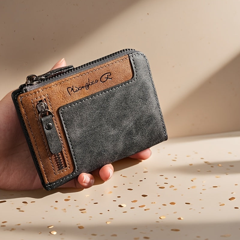 1 قطعة محفظة بطاقات رجالية جلد صناعي كلاسيكية - بني عتيق مع فتحات متعددة للبطاقات، جيب نقود وحزام معصم - متينة للاستخدام اليومي، هدية مثالية لعيد الأب أو يوم الحب، إكسسوار سفر أنيق، تشطيب فاخر، هديّة عملية