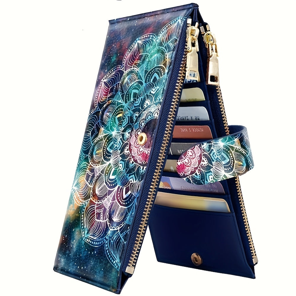 محفظة نسائية من ECREATOR بحجم كبير مع حماية RFID وجيب بسحاب - منظّم بطاقات متعدد الاستخدام للنقود وبطاقات الهوية والائتمان، هدية أنيقة للمرأة والمعلمات (تصاميم متعددة)، محفظة لحمل البطاقات