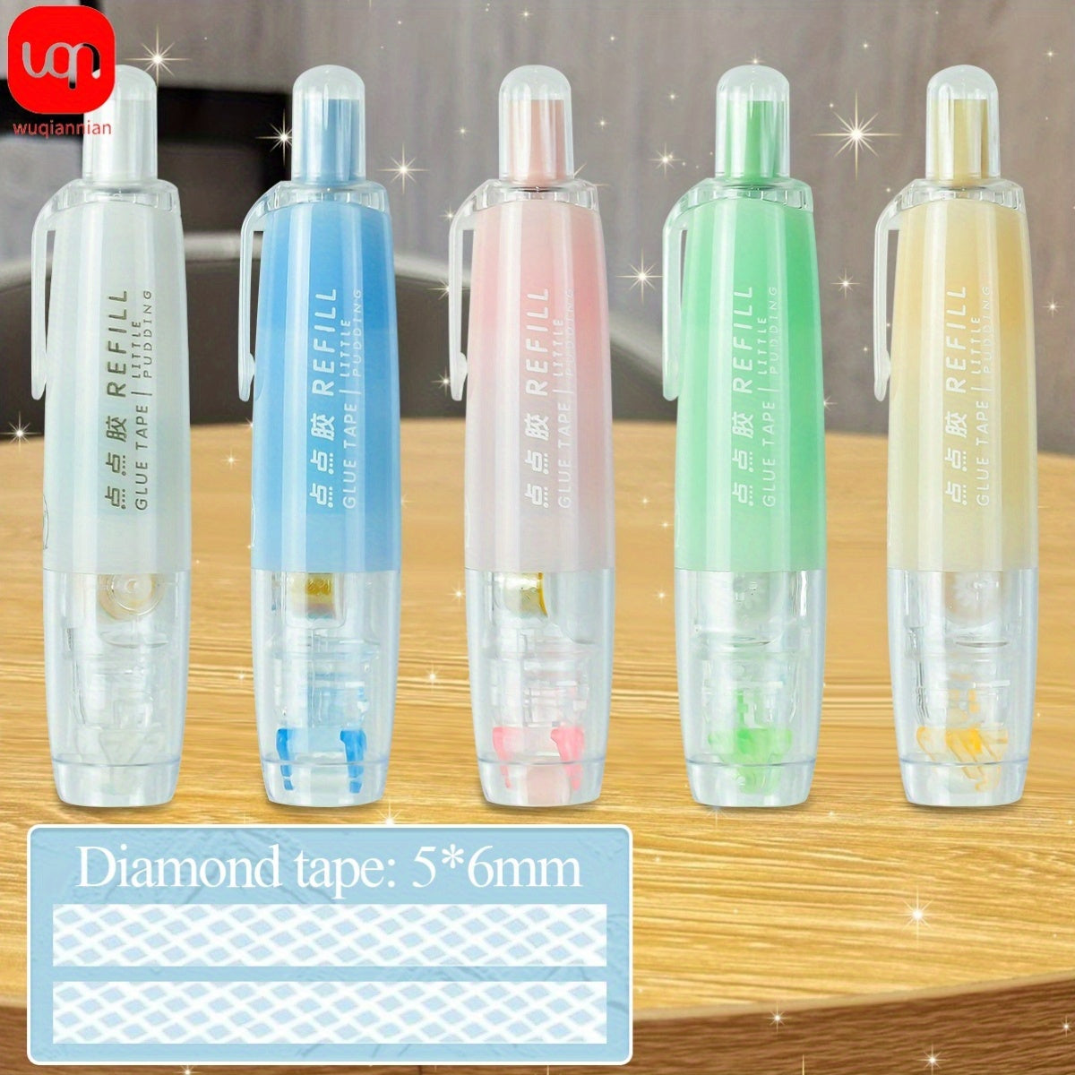 WQN 6 قطعة لاصقة قوية لاصقة بقطعة دوتية + 10 حزم بديلة 360 درجة تصميم دفعي قابل للدوران شريط أساسي قابل للتبديل للكتب الصغيرة، مستلزمات مكتبية لتركيب الورق موسم العودة إلى المدرسة