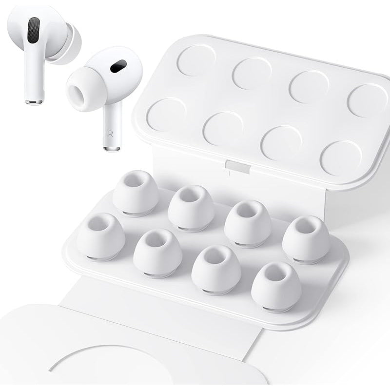 4 أزواج من نصائح الأذن السيليكونية لـ AirPods Pro/AirPods Pro 2 مع فتحات تقليل الضوضاء، سهلة الحمل والاستبدال، نصائح استبدال ناعمة غير قابلة للانزلاق لسماعات AirPods Pro