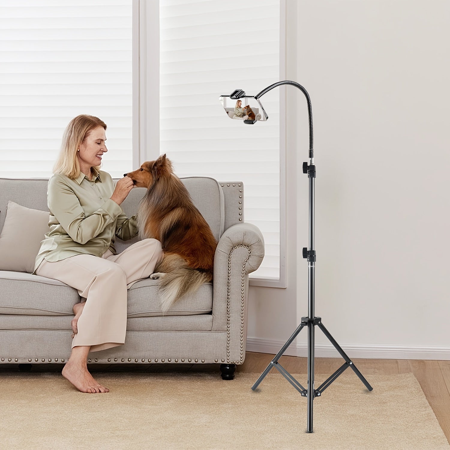 حامل هاتف حديدي بطول 193.04 سم من لومو مع ذراع جوزينيك عالمي، حامل أرضي محمول للسفر لآيفون 14 برو ماكس/13/12 وأجهزة الأندرويد، مع حقيبة تخزين للتسجيل، المشاهدة، الطهي، اللياقة البدنية، التدوين الفيديو