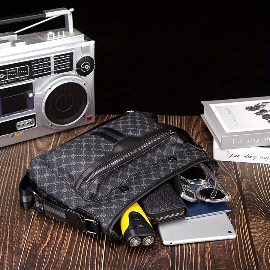 حقيبة كروس كاجوال كورية بتصميم عصري عصري بسحاب قابل للتعديل وحجم كبير، مناسبة للارتداء اليومي والتنقل اليومي، تصميم مطبوع عشوائي