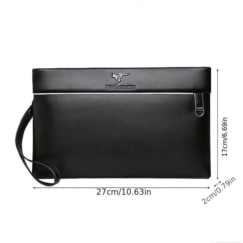 حقيبة كلاتش سوداء للرجال بشعار نجمة منقوش - تصميم أنيق للاستخدام اليومي، اجتماعات العمل، والمناسبات الرسمية