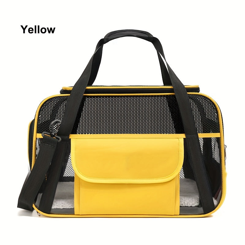 حقيبة حمل الحيوانات الأليفة المحمولة والتنفسية مع تصميم تفاعلي - ربط سهل أثناء التنقل، إغلاق سحاب آمن، مقابض مريحة للسفر والتنقل والأنشطة الخارجية، حقيبة حمل الحيوانات الأليفة، حقيبة حمل الحيوانات الأليفة للتنقل، إكسسوار حيوانات أليفة أنيق، لوحة مرئية من