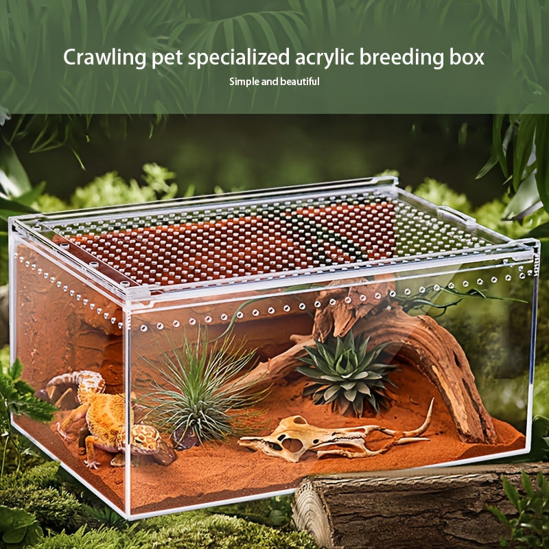صندوق تربية قوي من الأكريليك: شفافية عالية، متين، ومانع للتسرب لرعاية الثعابين والسحالي والسلاحف