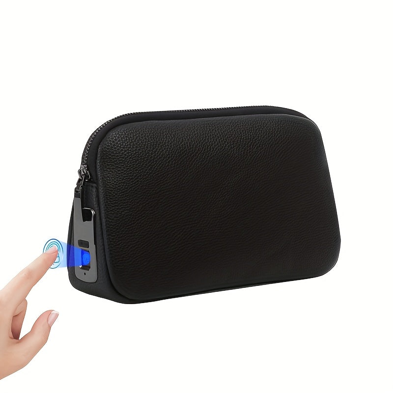 حقيبة كلاتش بصورة البصمة للجنسين من البولي يوريثان مع جيب بسحاب آمن بقفل بصمة الإصبع للهدايا في العمل والسفر