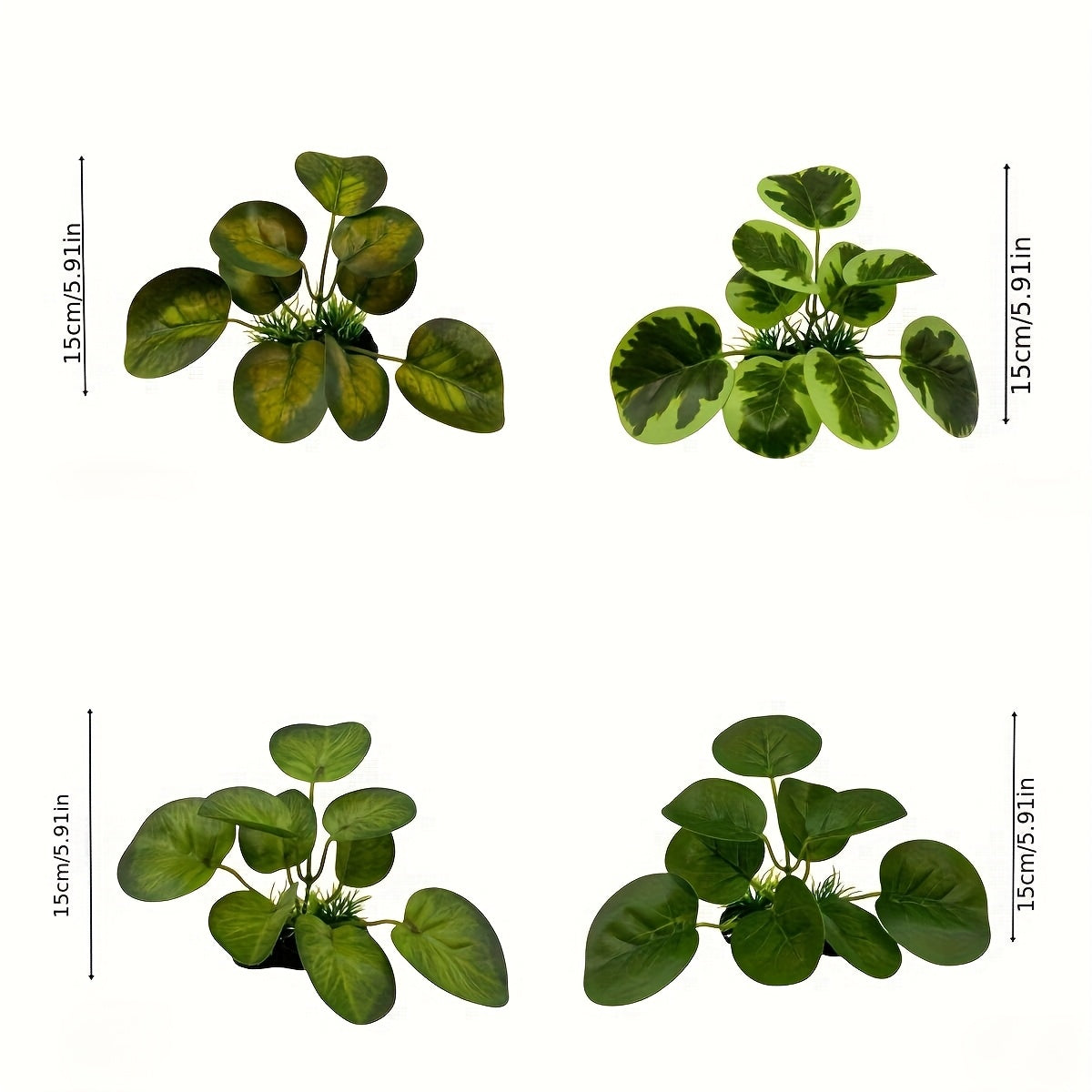نباتات مائية صناعية واقعية لأحواض الأسماك وتراريوم الزواحف - تصميم أوراق طبيعي، مادة PE، آمنة ودائمة، ديكور نظام بيئي سهل التركيب
