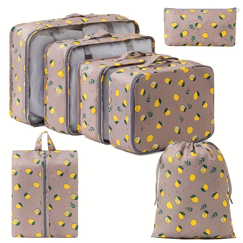 مجموعة منظم السفر المكونة من 7 قطع، حقيبة تنظيم رحلة العمل ذات سعة كبيرة، حقيبة تخزين متعددة الوظائف مع شبكة تنفس للملابس والأحذية والإكسسوارات