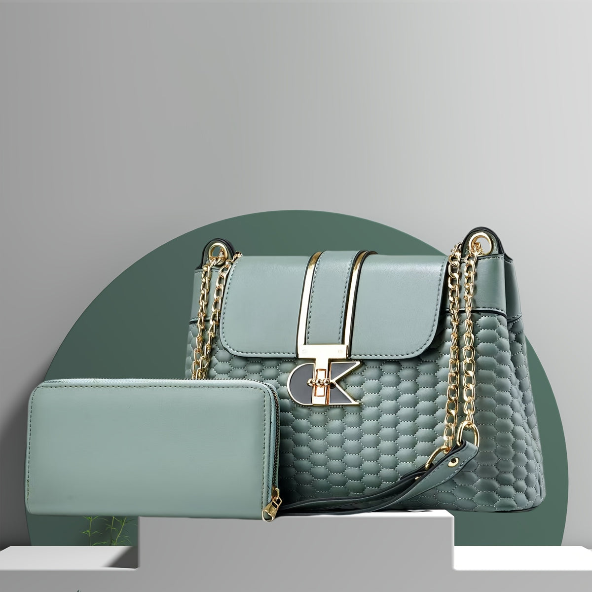 2pcs Women'S Bag Set Light Luxury High-end PU Handbag Fashionable Trendy Large Capacity Shoulder Bag Women'S Bag Wallet