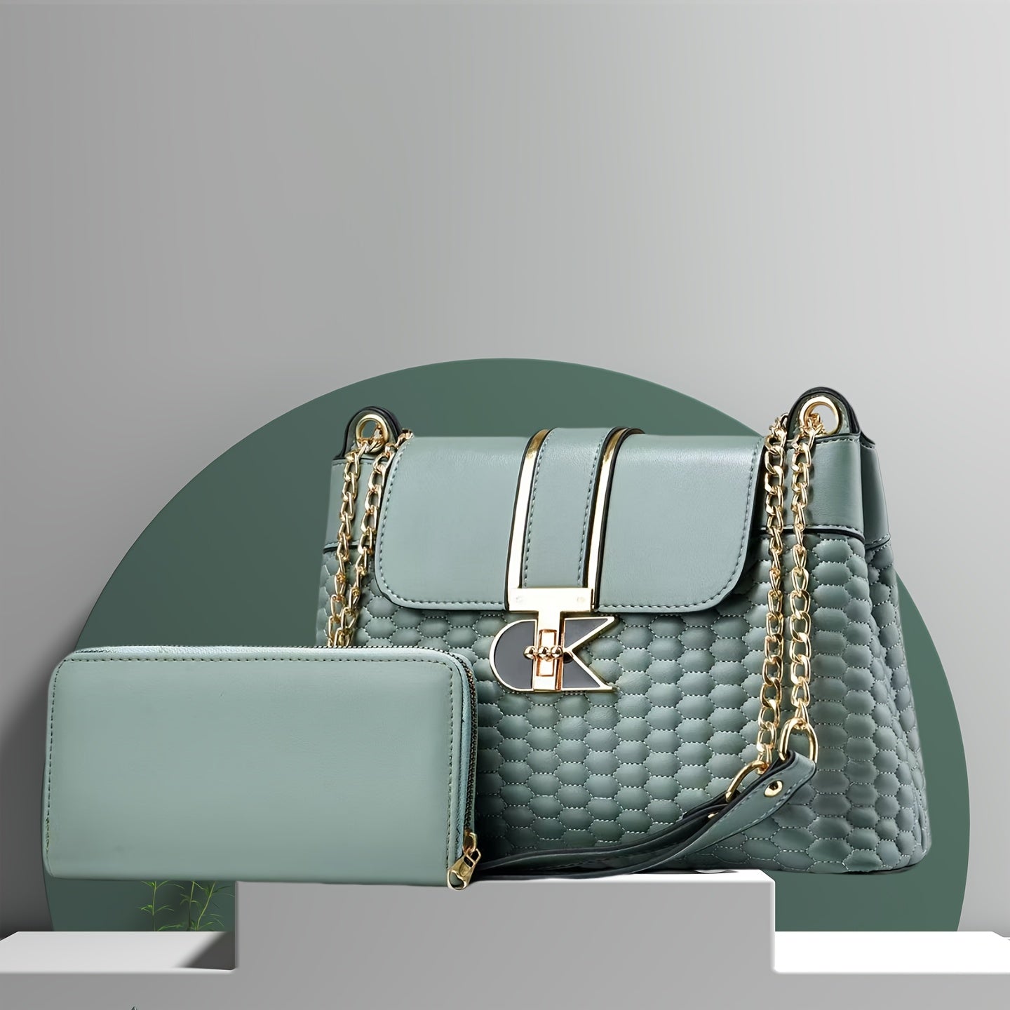 2pcs Women'S Bag Set Light Luxury High-end PU Handbag Fashionable Trendy Large Capacity Shoulder Bag Women'S Bag Wallet