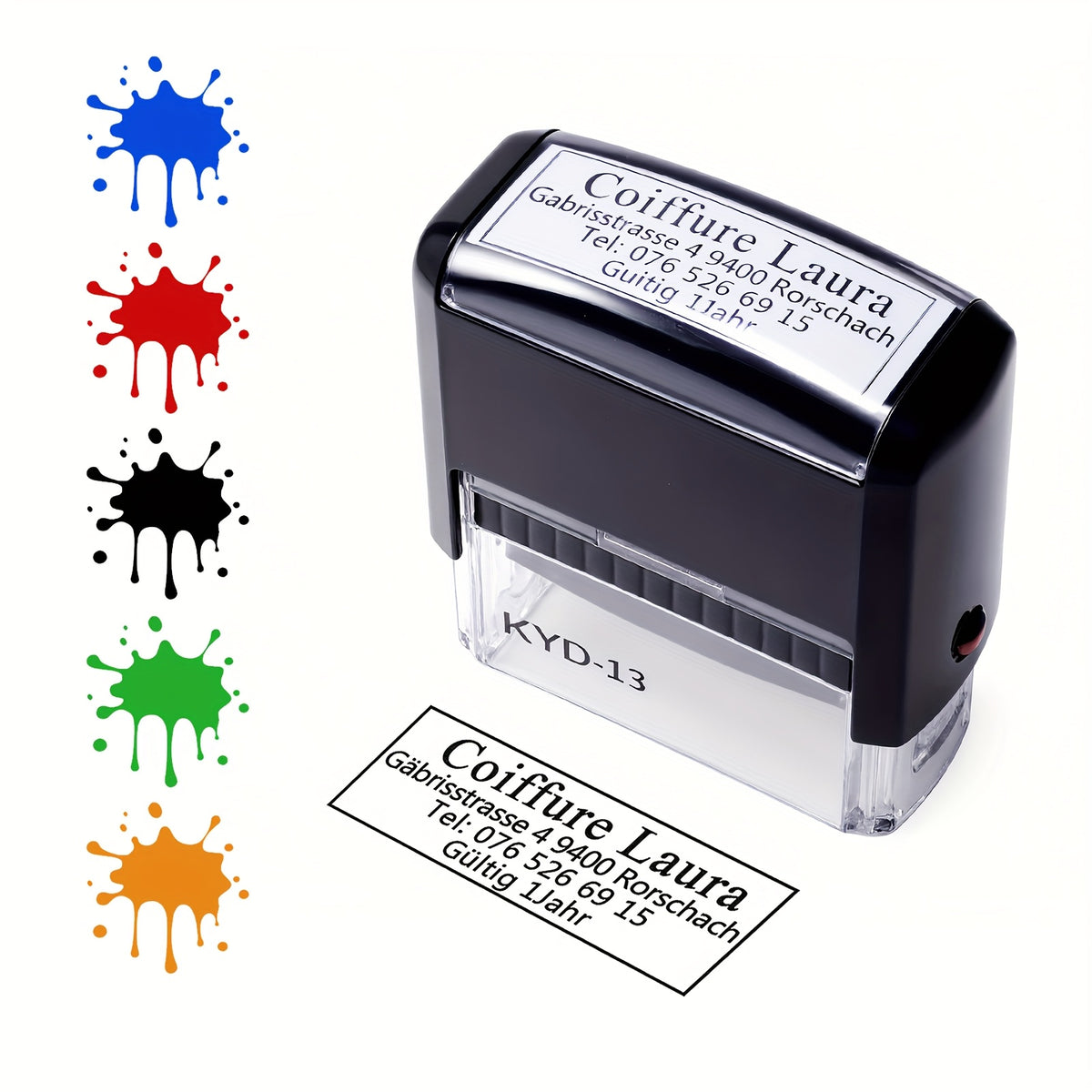 ختم OBBOCK بحجم كبير - حتى 5 سطور من النص أو صورة، 5 ألوان حبر وتصاميم متعددة، ختم أعمال ذاتي الحبر، للاستخدام الشخصي، عنوان الإرجاع، ملصقات، لوازم مكتبية، أختام مطاطية (59-23مم)