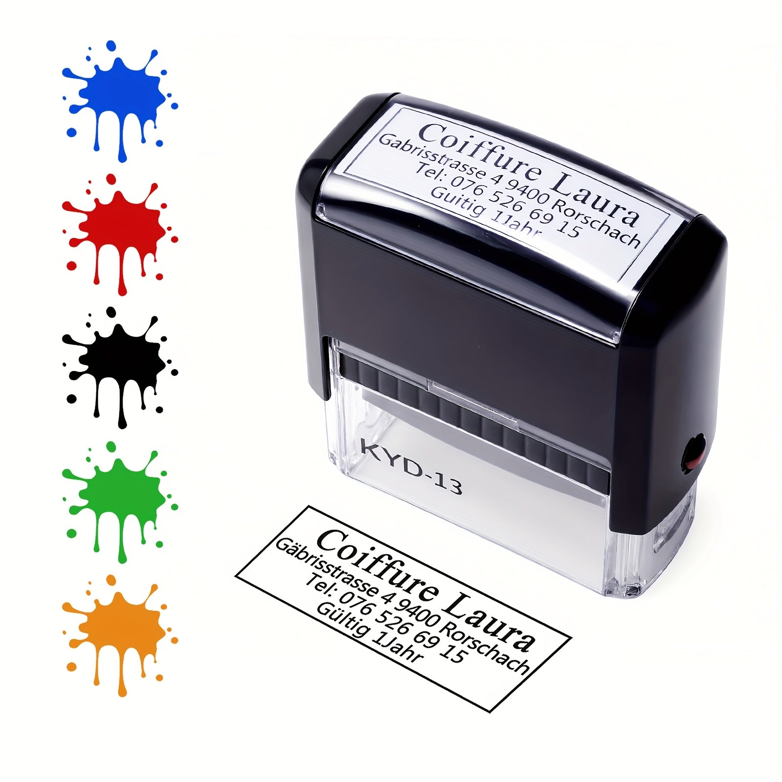 ختم OBBOCK بحجم كبير - حتى 5 سطور من النص أو صورة، 5 ألوان حبر وتصاميم متعددة، ختم أعمال ذاتي الحبر، للاستخدام الشخصي، عنوان الإرجاع، ملصقات، لوازم مكتبية، أختام مطاطية (59-23مم)