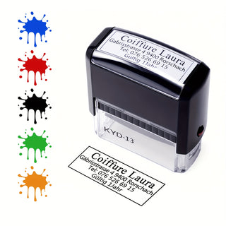 ختم OBBOCK بحجم كبير - حتى 5 سطور من النص أو صورة، 5 ألوان حبر وتصاميم متعددة، ختم أعمال ذاتي الحبر، للاستخدام الشخصي، عنوان الإرجاع، ملصقات، لوازم مكتبية، أختام مطاطية (59-23مم)