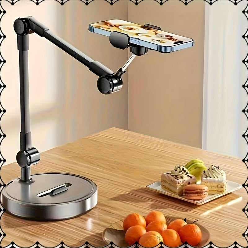 حامل هاتف قابل للتعديل من الفولاذ الكربوني - حامل سطح المكتب متعدد الزوايا للبث المباشر والتصوير العلوي والدوامة 360 درجة مثالي لهواتف/الجهاز اللوحي/الفيديو/الدراسة عبر الإنترنت/الصور الذاتية