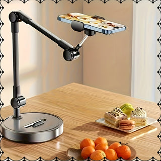 حامل هاتف قابل للتعديل من الفولاذ الكربوني - حامل سطح المكتب متعدد الزوايا للبث المباشر والتصوير العلوي والدوامة 360 درجة مثالي لهواتف/الجهاز اللوحي/الفيديو/الدراسة عبر الإنترنت/الصور الذاتية