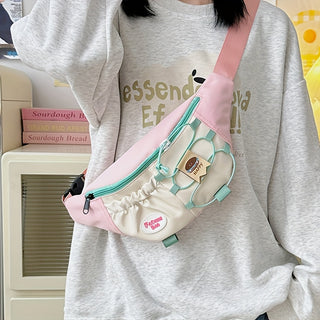 حقيبة صدر أنيقة على الطراز الياباني للنساء، إصدار كوري بتصميم فريد ومقابلات ألوان حقيبة كروس أنيقة ورائعة وعصرية عالية القيمة