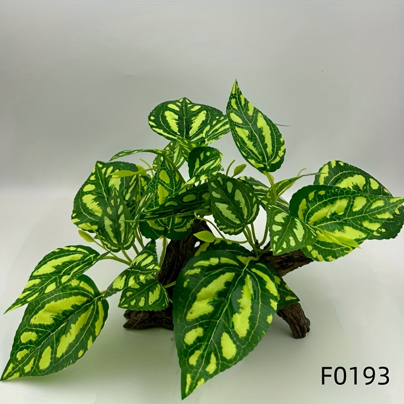 نبات حوض السمك المحاكي - تصميم أوراق خضراء واقعي، مصنوع من البولي كربونات، مثالي لبيئات الأسماك والثعابين والبرمائيات، تزيين حوض السمك