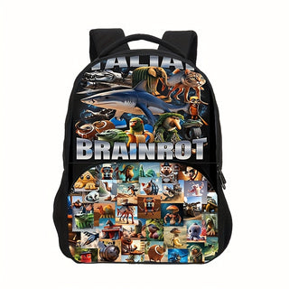 حقيبة ظهر إيطالية برينروت أل شارك - خفيفة الوزن ومتينة من البوليستر مع أحزمة قابلة للتعديل، حجرات للكمبيوتر المحمول والكمبيوتر اللوحي، إغلاق بسحاب - تصميم مطبوع أنيق للكلية والسفر والاستخدام اليومي