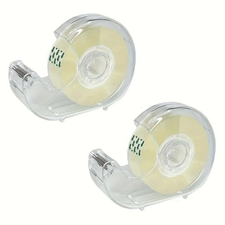 مجموعة تحتوي على 2 موزع شفاف للشريط اللاصق، من مادة البولي بروبيلين، للاستخدام في المكتب والمنزل وتغليف الهدايا، ماكينة صغيرة للشريط اللاصق الشفاف بنواة صغيرة لإصلاح الوثائق وترتيبات الزهور ولوازم المكتب