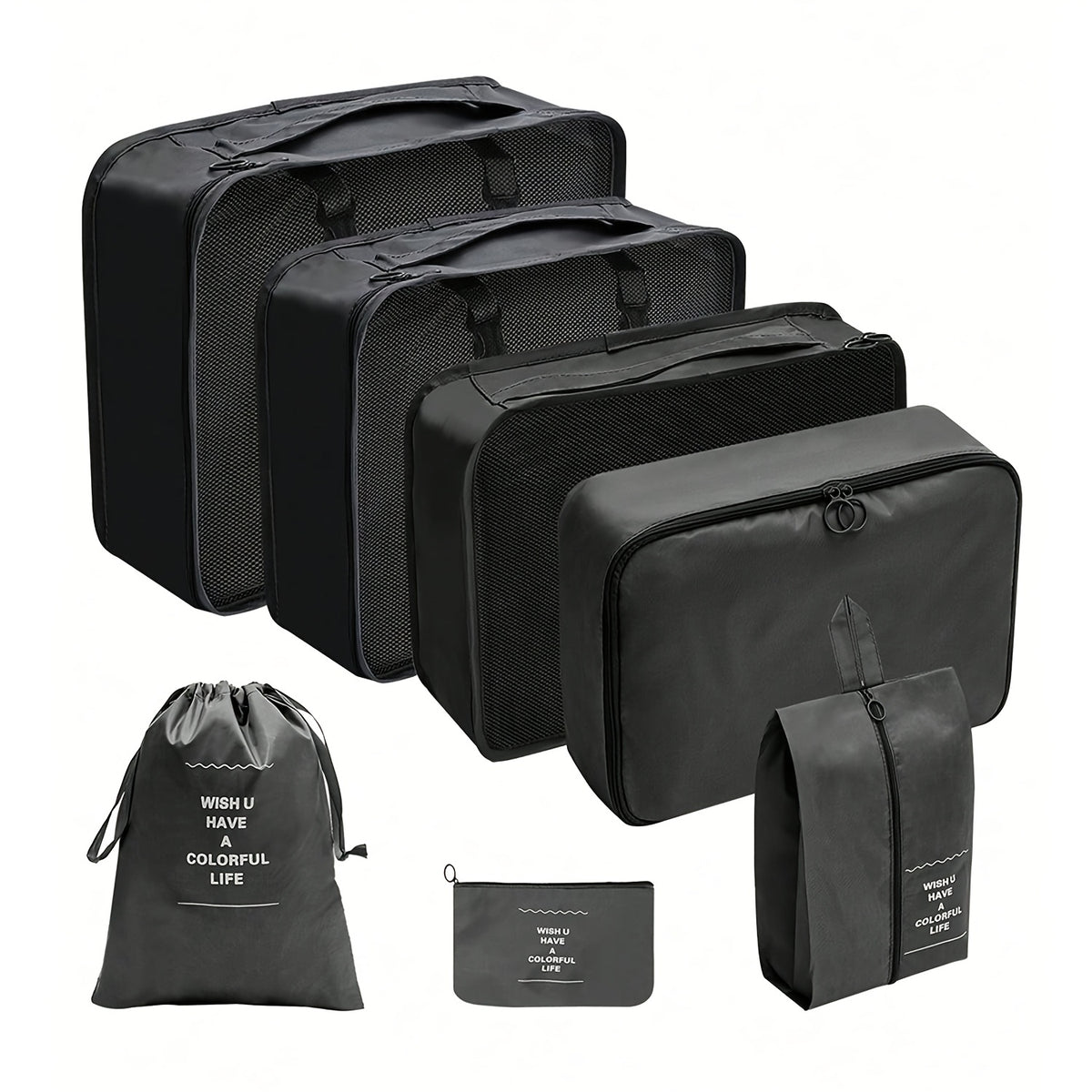 حقائب تنظيم السفر الجرافيكية البسيطة - مكعبات تغليف بوليستر بسحاب، مثالية لتخزين الملابس والإكسسوارات، تخزين الإكسسوارات | معدات السفر الأنيقة | تخزين بسحاب، حقائب تنظيم السفر