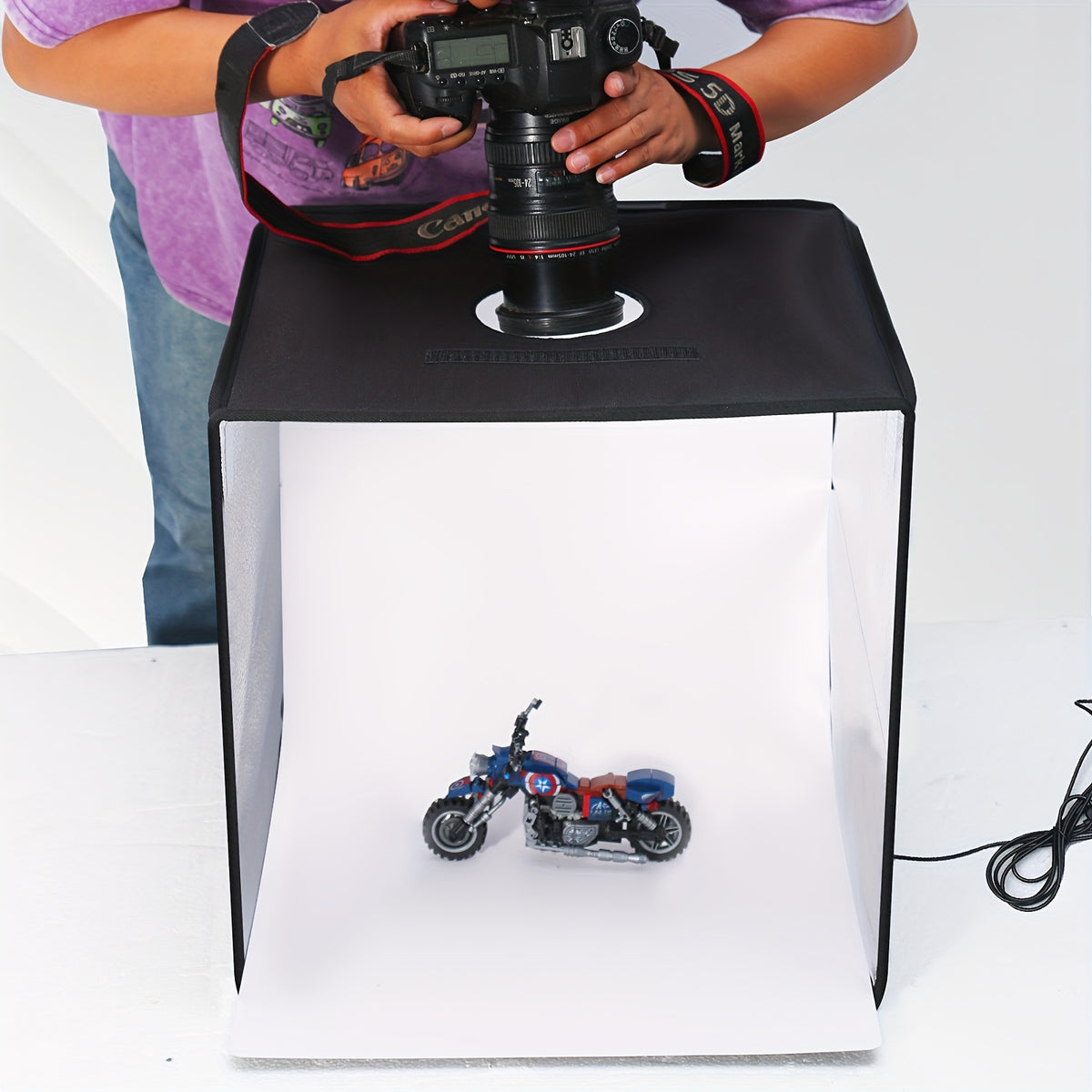 صندوق إضاءة ستوديو التصوير، خيمة تصوير 25.4 سم × 25.4 سم، 88 قطعة إل إي دي، 3 درجات حرارة لونية قابلة للتعديل مع مؤشر تجسيد الألوان >90، 6 خلفيات تصوير - خلفيات ملونة متعددة الجوانب للمنتجات الصغيرة