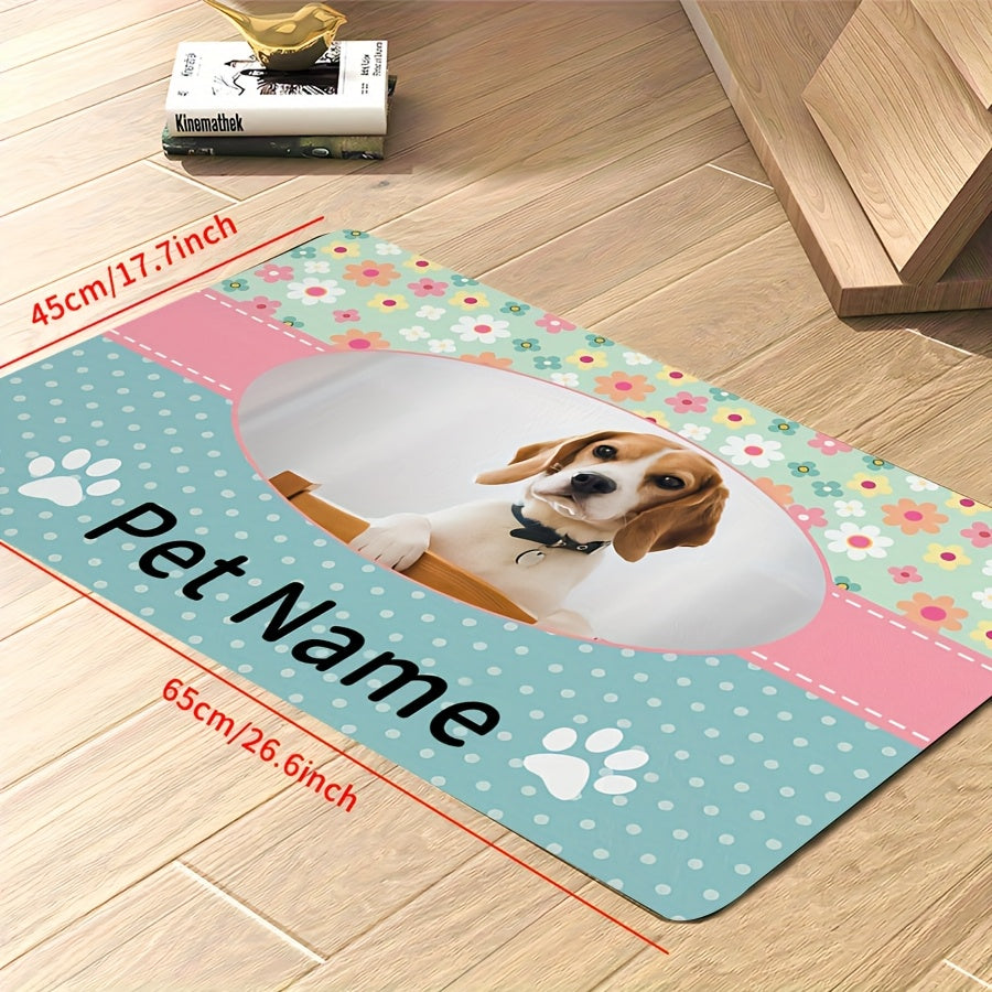 1 قطعة سجادة تغذية مخصصة للكلاب والقطط مع صورة واسم - حصيرة طعام وماء للحيوانات الأليفة، غير قابلة للانزلاق، مقاومة للماء وسريعة الجفاف - مصنوعة من البوليستر المتين بتصميم بصمة الكف - هدية سهلة التنظيف لعشاق الحيوانات الأليفة