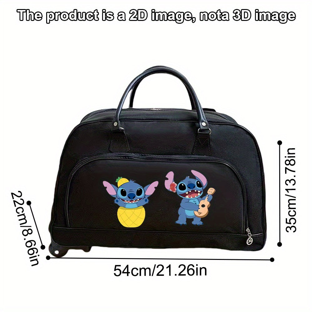 حقيبة سفر بسعة كبيرة مزودة بسحاب، مناسبة للنقل والسفر، تصميم مطبوع برسوم كرتونية، حقيبة سفر بسعة كبيرة، حقيبة سفر بسعة كبيرة