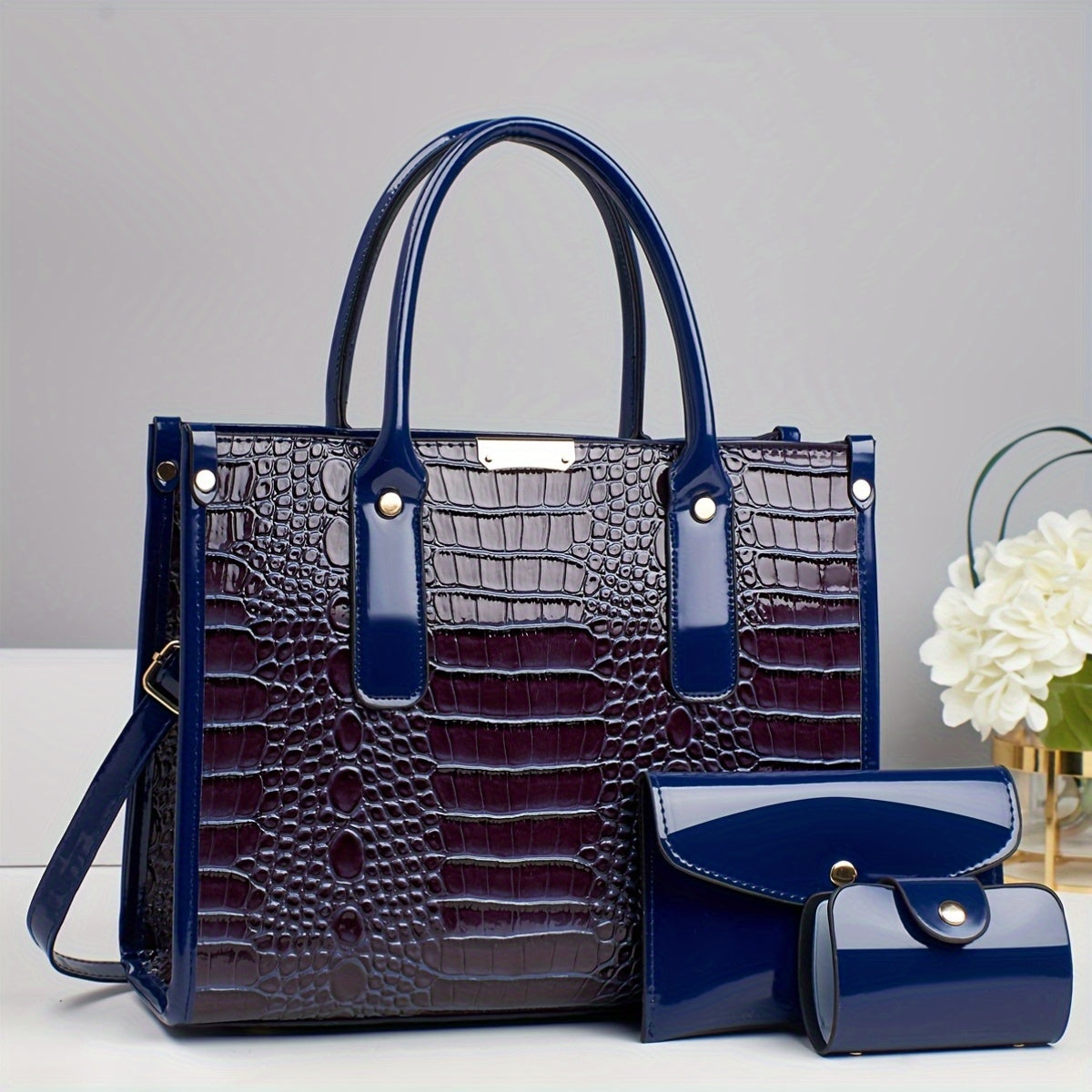 حقيبة نسائية جديدة لعام 2024 بتصميم نقاط البولكا اللامعة، أنيقة ومتعددة الاستخدامات، مجموعة من ثلاث حقائب يد نسائية عالية الجودة.