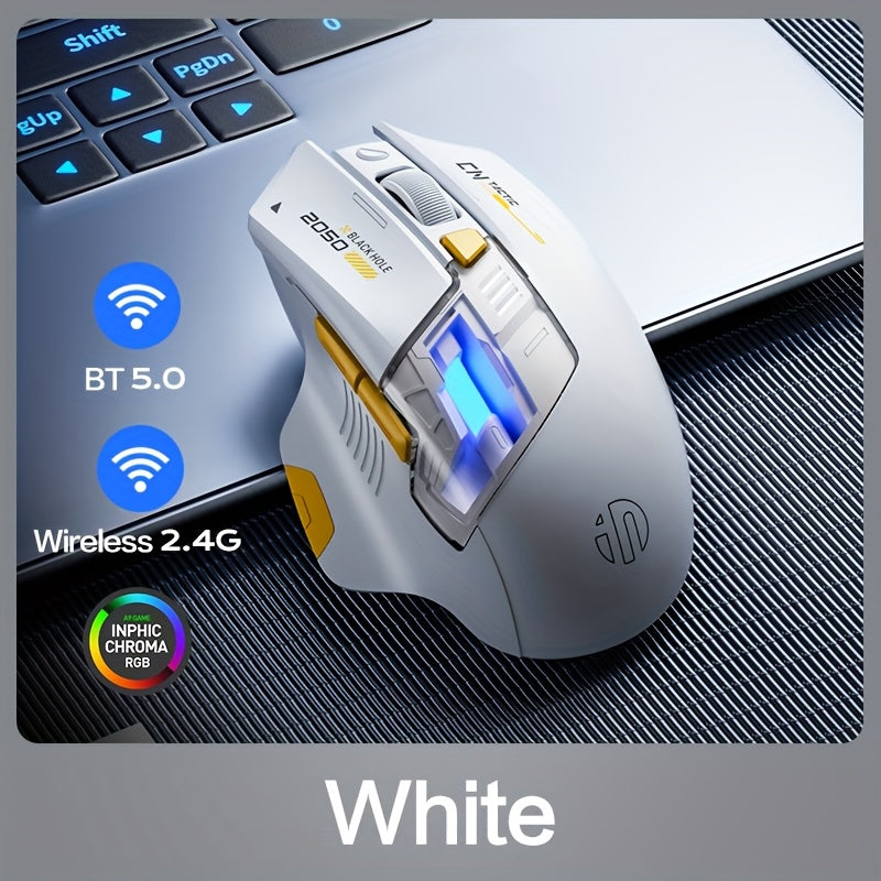 ماوس لاسلكي A9EXPLORER من INPHIC مع إضاءة LED ملونة، تصميم مريح، مؤشر البطارية، وشاشة الطاقة - مثالي للمكتب والألعاب، ماوس كمبيوتر للمكتب