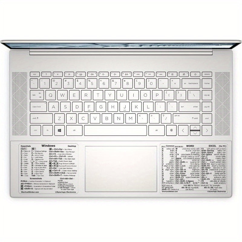 موجز سريع للوحة مفاتيح ويندوز - مايكروسوفت، لمساعدة الوورد واكسل - مصنوع من الفينيل بدون بقايا، 2 مجموعات، تصميم مدمج للكمبيوتر المحمول، لوحة مفاتيح والميكروفون