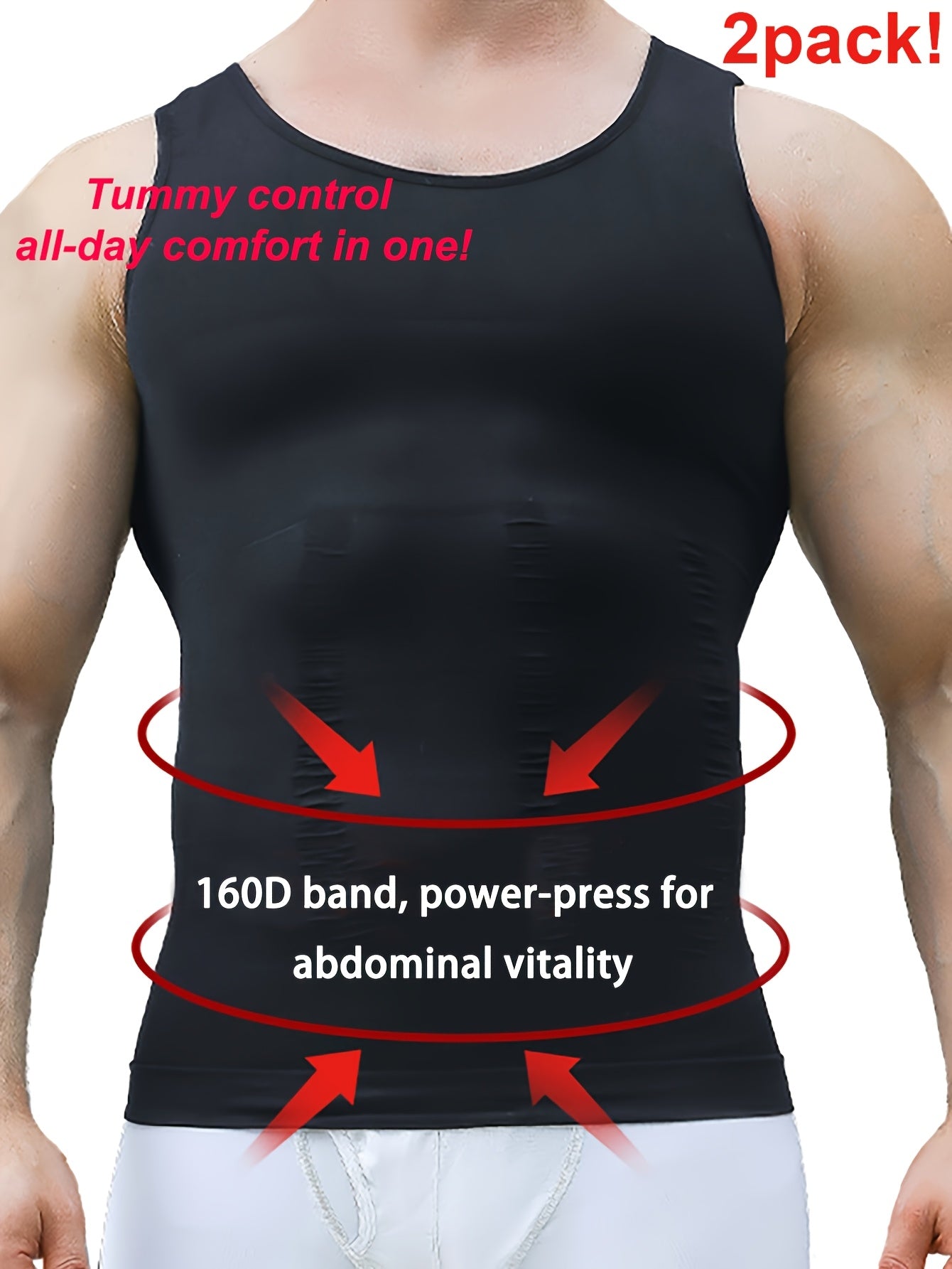 2 قطعة سترات رجالية لتشكيل الجسم - قميص عضلي بدون خياطة مع ضغط للبطن، ملابس رياضية بعد التمرين - غير شفافة، قابلة للغسل في الغسالة، ملابس كمال الأجسام (راحة طوال اليوم)، إكسسوار لياقة بدنية، مظهر رياضي، قماش عالي الجودة