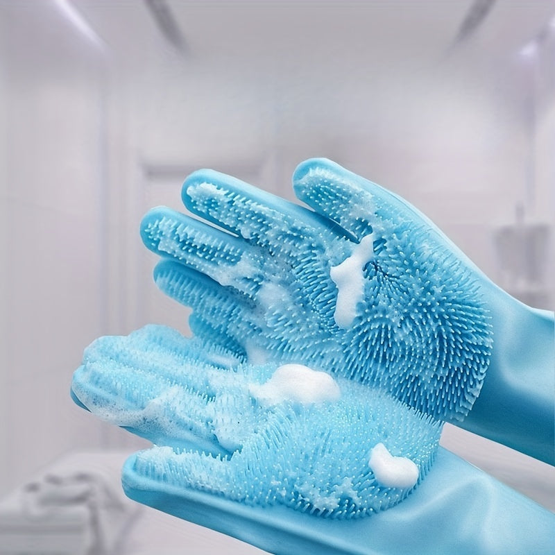 قفازات حمام للحيوانات الأليفة من السيليكون، قفازات تنظيف لإزالة شعر الكلاب، تدليك ناعم، تصميم شعيرات قوية، قفاز غسيل أطباق المطبخ المنزلي