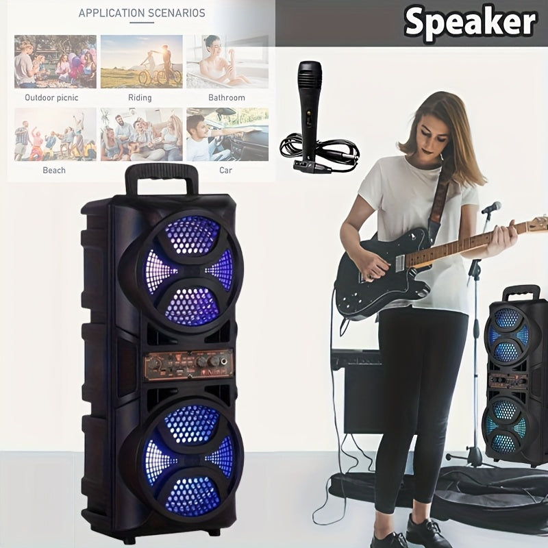 مكبرات صوت، تجربة صوتية فائقة مع/راديو FM/USB/بطاقة TF/ميكروفون، مناسبة للخارج والحفلات