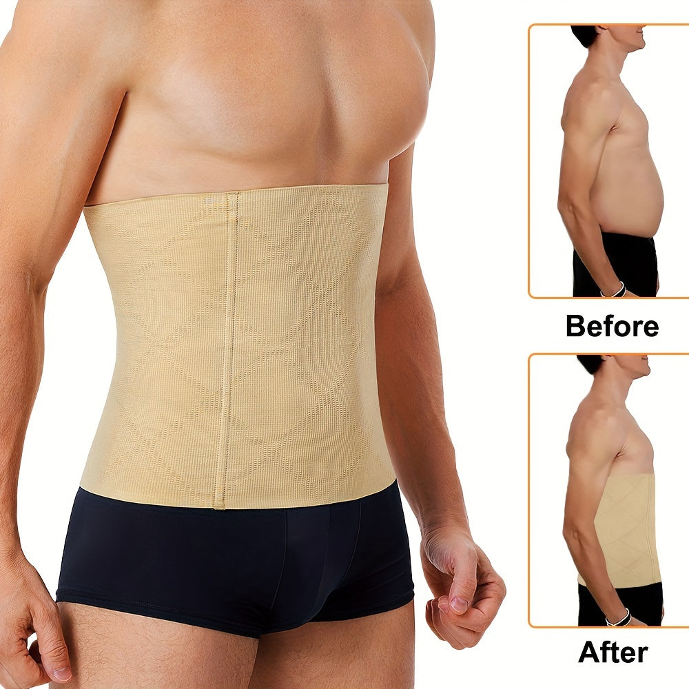 حزام تدريب الخصر للرجال - نايلون قابل للتنفس، تصميم مزدوج الطبقات بدون خياطة مع 6 دعامات عظام فولاذية للتحكم في البطن، ملابس داخلية للتحكم في البطن